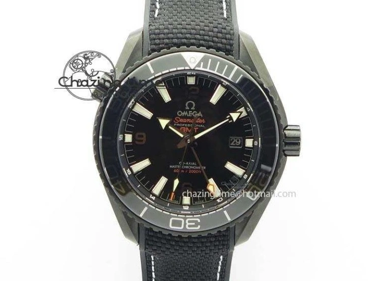 0427 Planet Ocean 45mm GMT DLC JHF Best Edition Black Dial On Rubber Strap A Durable 8194